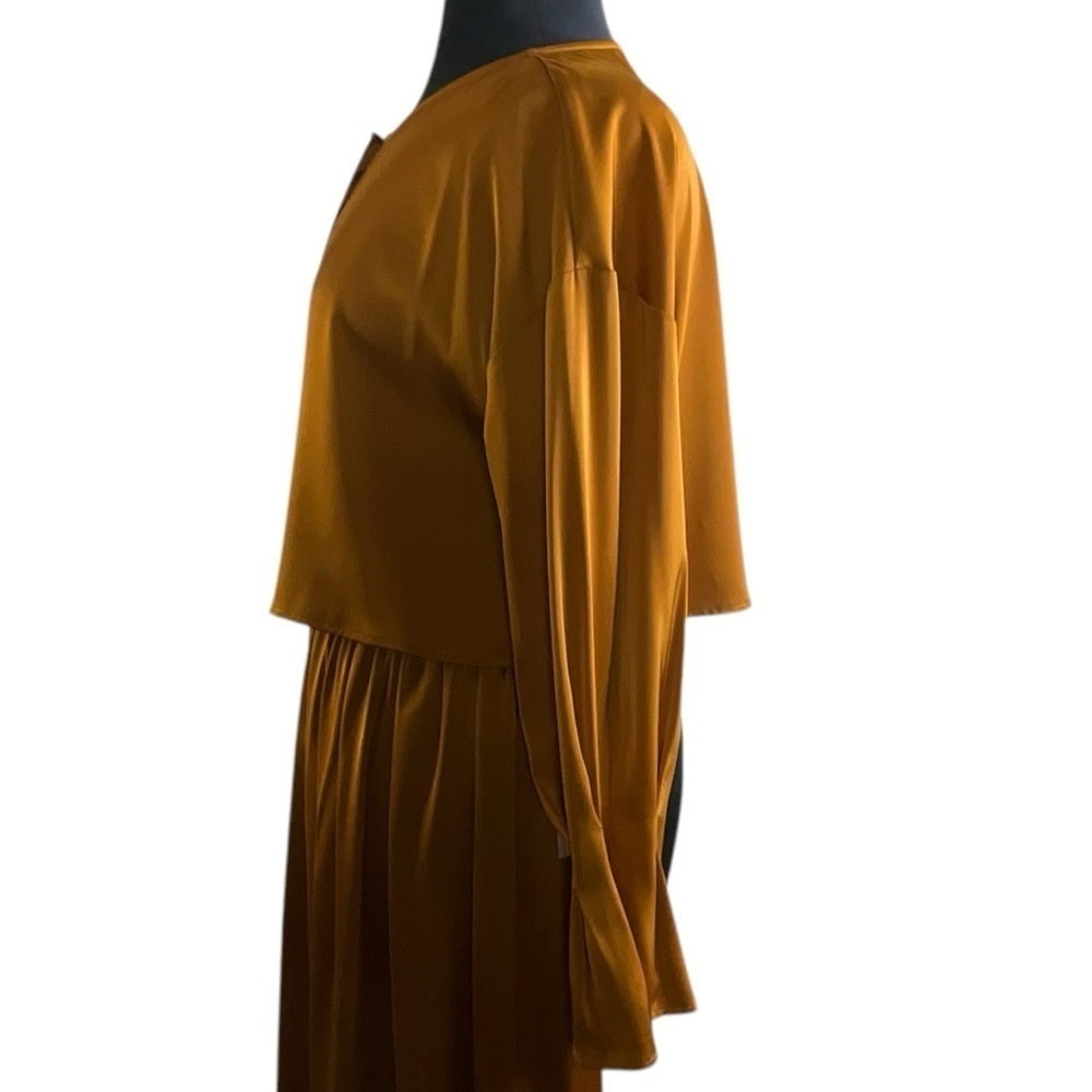 NAP Free Flowing‎ Cropped Jacket Lounge Wear Pleated Sleeve Cuff in Warm Amber - Picture 7 of 14